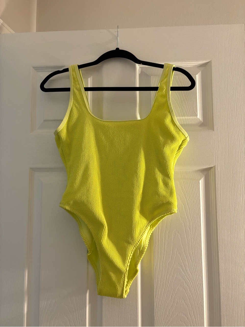 Good American Neon Green Ribbed One-Piece Swimsuit